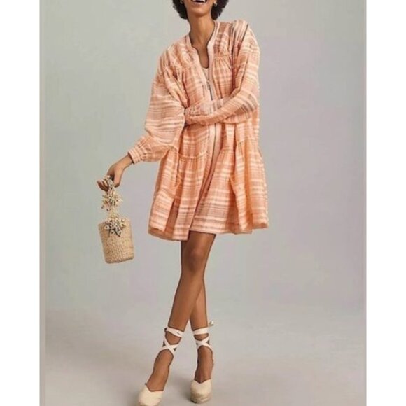 Anthropologie Dresses & Skirts - Women's By Anthropologie Long-Sleeve Zip-Front Mini Dress Size XLP Bohemian